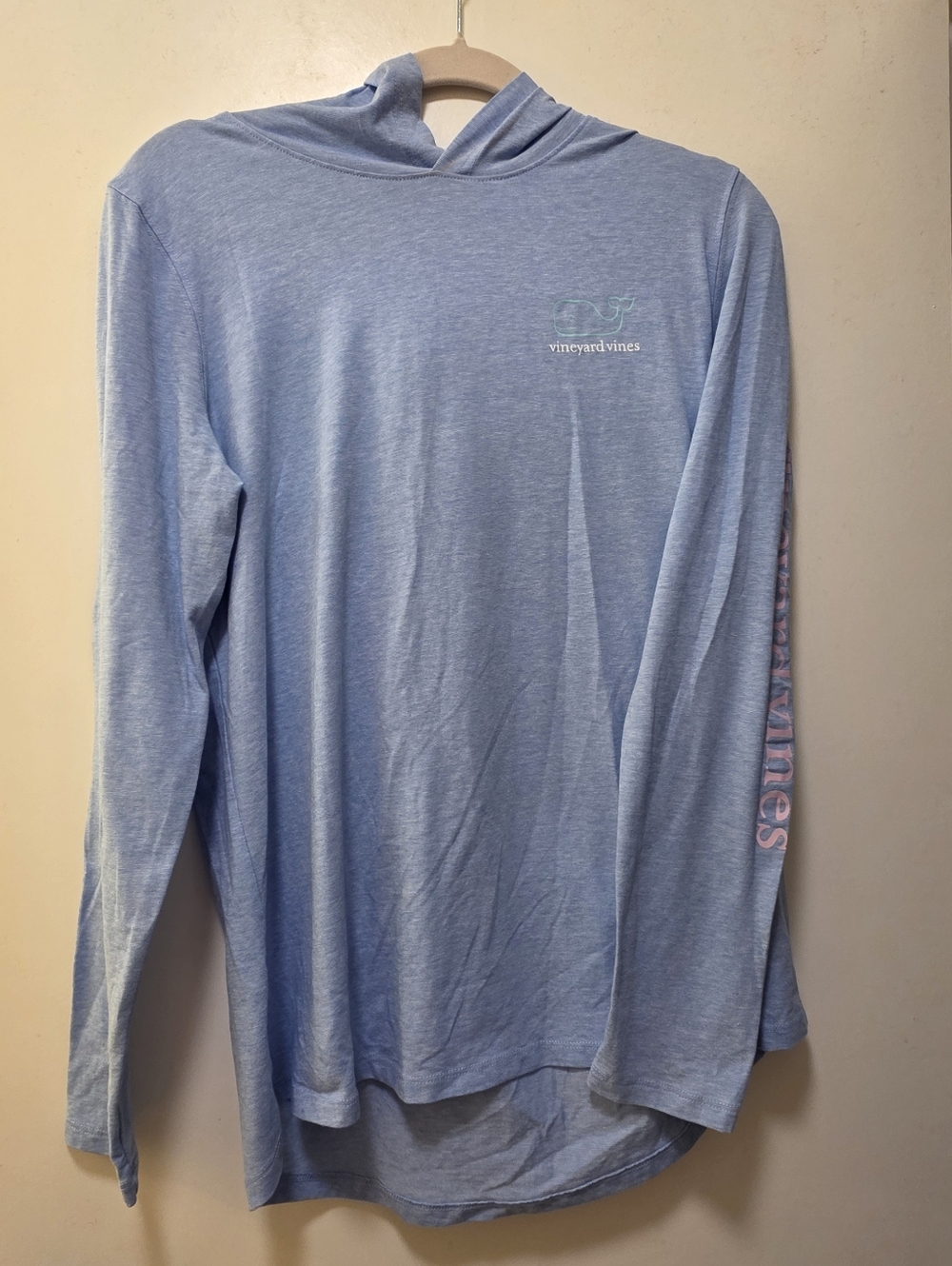 Vineyard Vines Heather Light Blue Hooded Long Sleeve Tee Womejs Size Medium